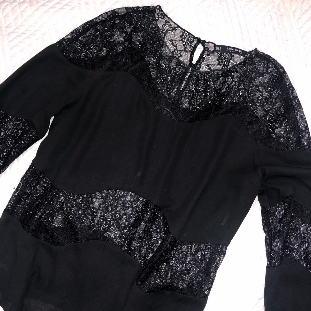 Zara long sleeve black top